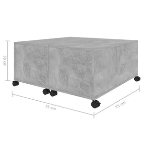 Τραπεζάκι Σαλονιού Γκρι Σκυροδέματος 75x75x38 εκ. Μοριοσανίδα
