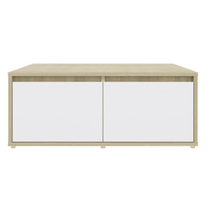 Τραπεζάκι Σαλονιού Λευκό/Sonoma Δρυς 80x80x31 εκ. Επεξ. Ξύλο