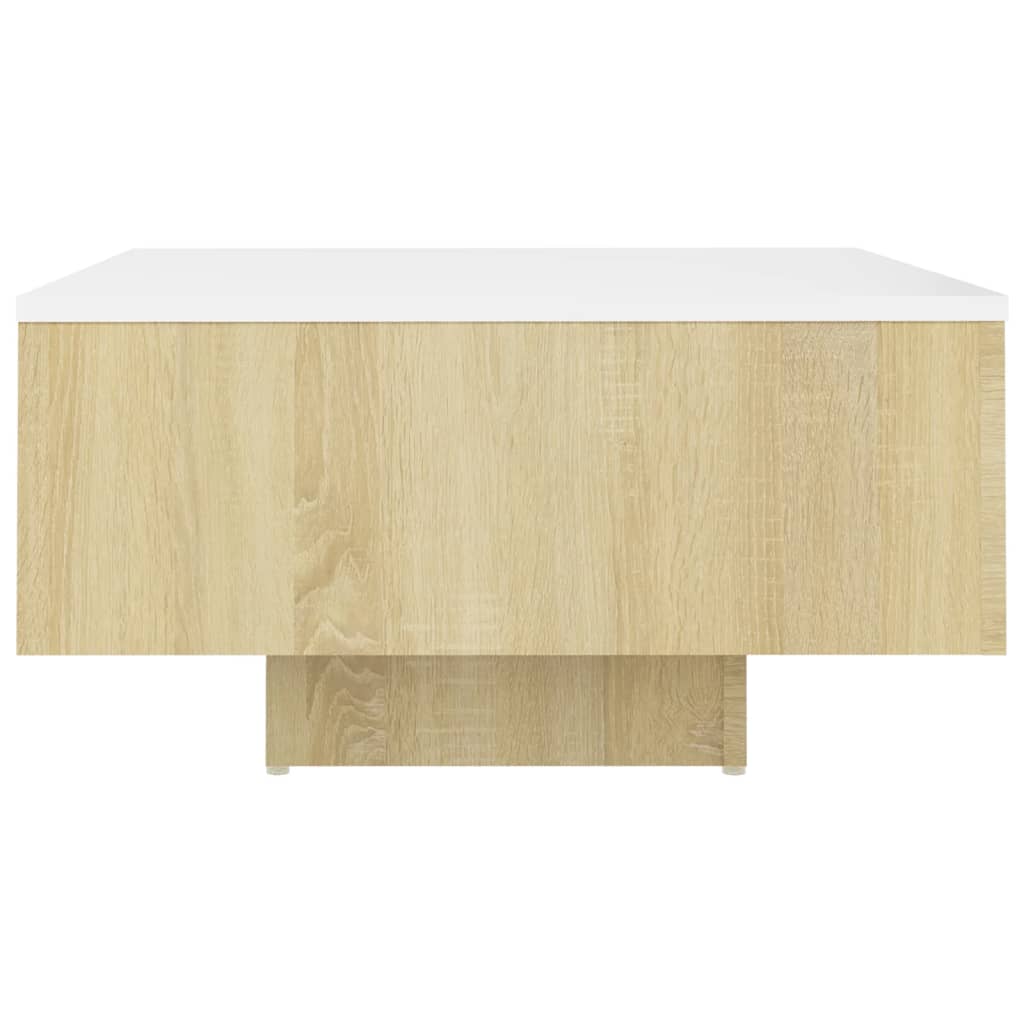 Τραπεζάκι Σαλονιού Λευκό/Sonoma Δρυς 60x60x31,5 εκ. Μοριοσανίδα