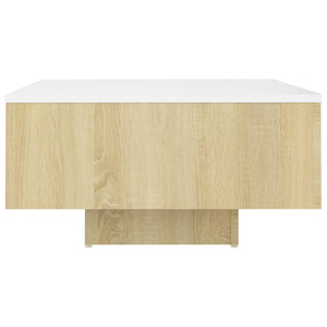 Τραπεζάκι Σαλονιού Λευκό/Sonoma Δρυς 60x60x31,5 εκ. Μοριοσανίδα