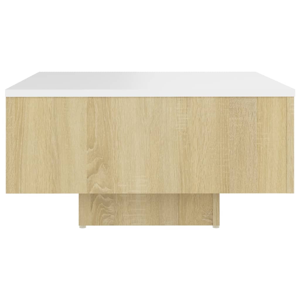 Τραπεζάκι Σαλονιού Λευκό/Sonoma Δρυς 60x60x31,5 εκ. Μοριοσανίδα