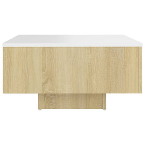 Τραπεζάκι Σαλονιού Λευκό/Sonoma Δρυς 60x60x31,5 εκ. Μοριοσανίδα