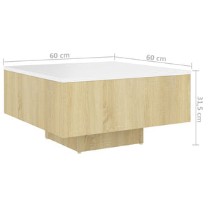 Τραπεζάκι Σαλονιού Λευκό/Sonoma Δρυς 60x60x31,5 εκ. Μοριοσανίδα