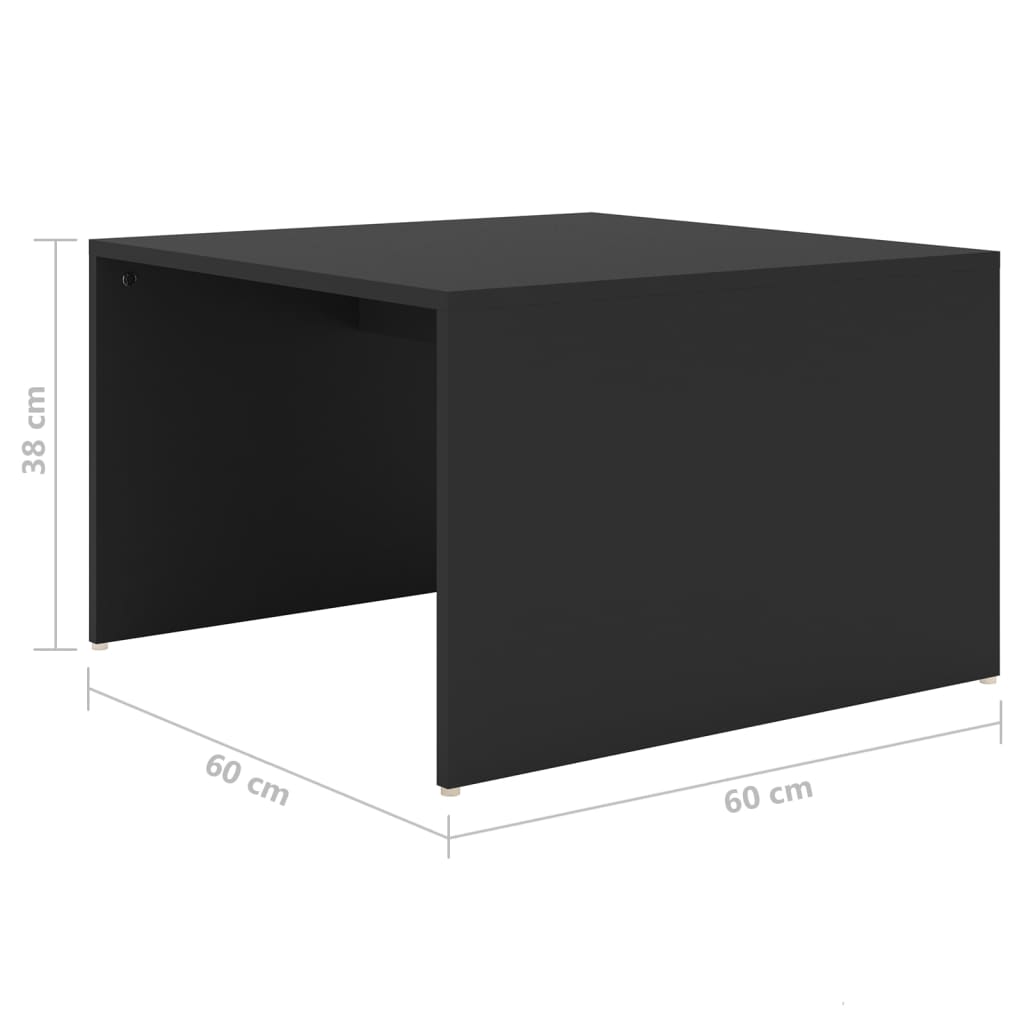 Τραπεζάκια Σαλονιού Ζιγκόν 3 τεμ. Μαύρα 60x60x38 εκ Μοριοσανίδα