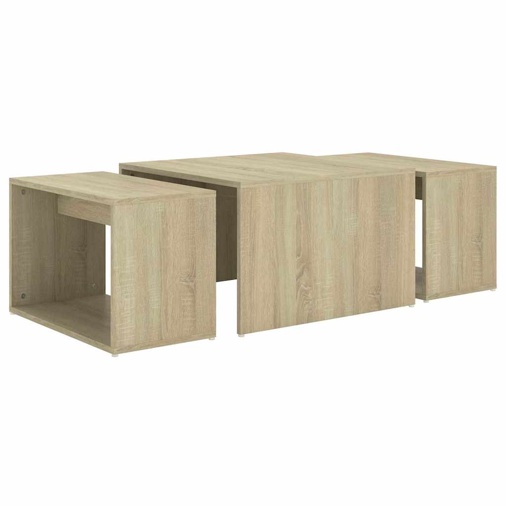 Τραπεζάκια Ζιγκόν 3 τεμ. Sonoma Δρυς 60x60x38 εκ. Επεξ. Ξύλο