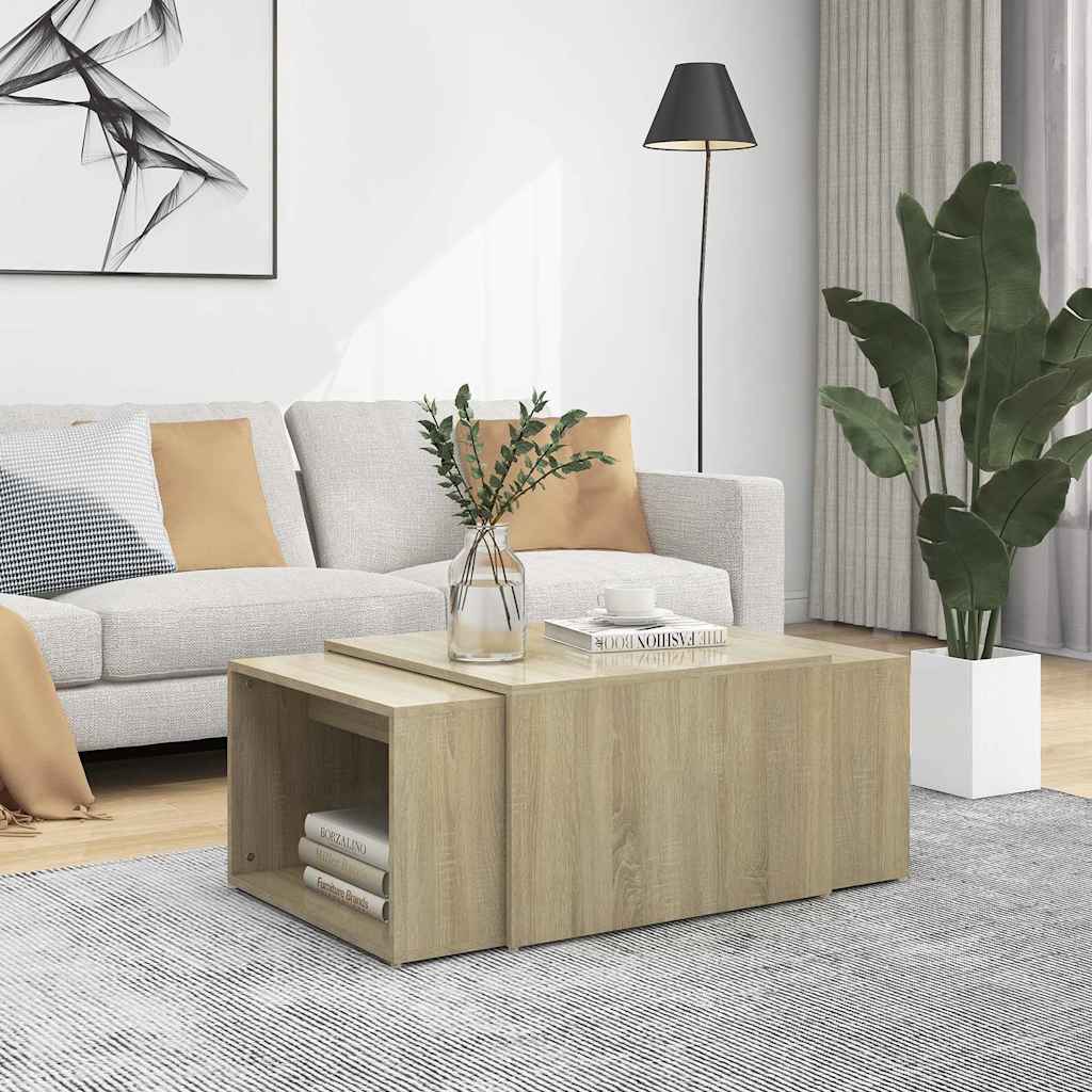 Τραπεζάκια Ζιγκόν 3 τεμ. Sonoma Δρυς 60x60x38 εκ. Επεξ. Ξύλο