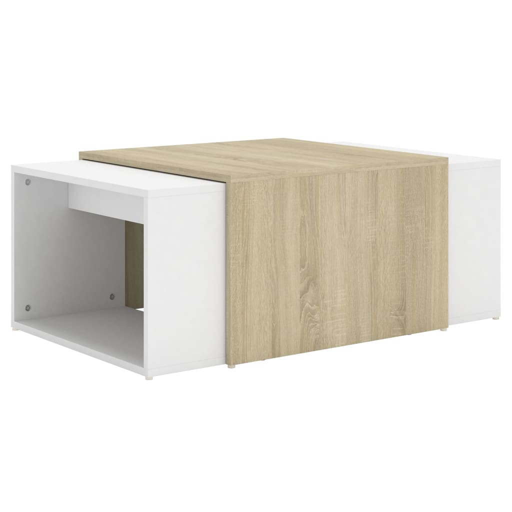 Τραπεζάκια Ζιγκόν 3 τεμ. Λευκά/Sonoma Δρυς 60x60x38 εκ. Μοριοσ.