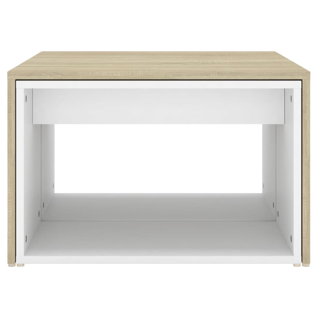 Τραπεζάκια Ζιγκόν 3 τεμ. Λευκά/Sonoma Δρυς 60x60x38 εκ. Μοριοσ.