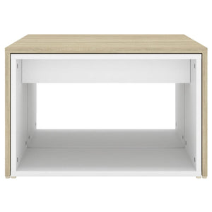 Τραπεζάκια Ζιγκόν 3 τεμ. Λευκά/Sonoma Δρυς 60x60x38 εκ. Μοριοσ.