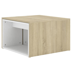 Τραπεζάκια Ζιγκόν 3 τεμ. Λευκά/Sonoma Δρυς 60x60x38 εκ. Μοριοσ.