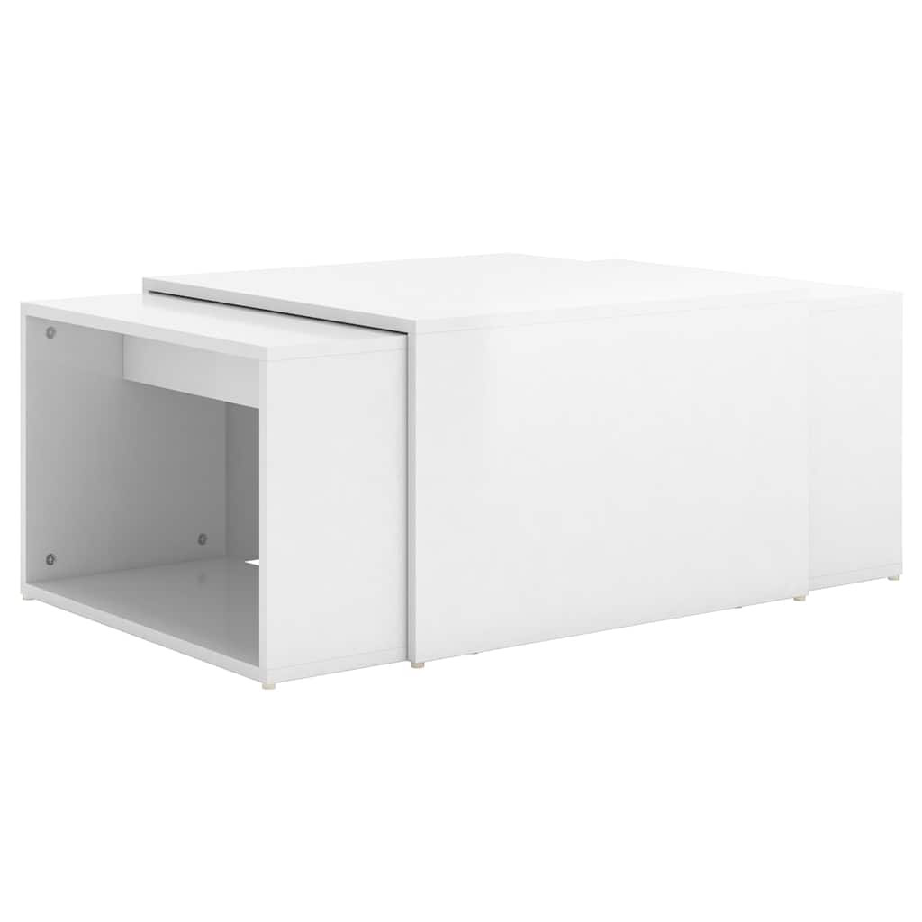Τραπεζάκια Ζιγκόν 3 τεμ. Γυαλιστ. Λευκό 60x60x38 εκ Επεξ. Ξύλο