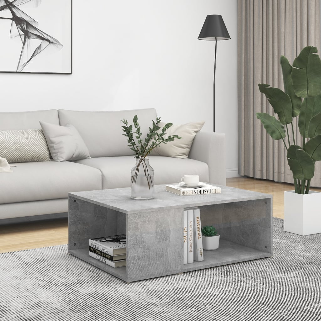 Τραπεζάκι Σαλονιού Γκρι Σκυροδέματος 90x67x33 εκ. Επεξ. Ξύλο - Pakobazaar