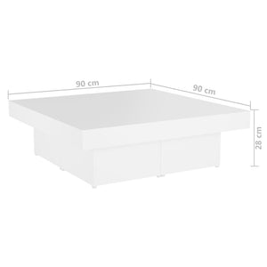 Τραπεζάκι Σαλονιού Λευκό 90 x 90 x 28 εκ. Επεξεργασμένο Ξύλο - Pakobazaar