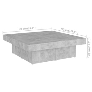 Τραπεζάκι Σαλονιού Γκρι Σκυροδέματος 90x90x28 εκ. Επεξ. Ξύλο - Pakobazaar