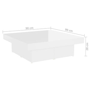 Τραπεζάκι Σαλονιού Γυαλιστερό Λευκό 90x90x28εκ. από Επεξ. Ξύλο - Pakobazaar