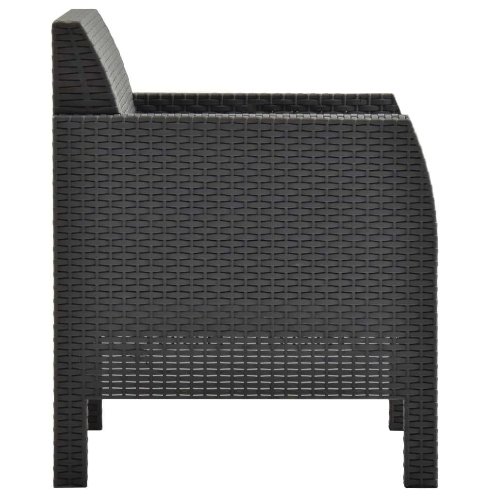 Πολυθρόνες Κήπου με Μαξιλάρια 2 τεμ. Ανθρακί Ρατάν Πολυπ/λενίου - PAKOBAZAAR