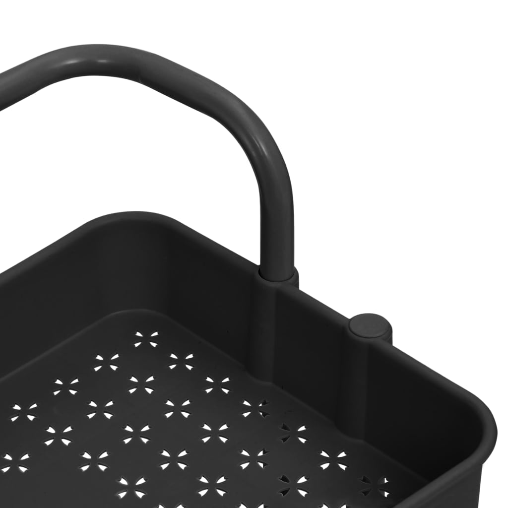 Τρόλεϊ Κουζίνας 3 Επιπέδων Μαύρο 42 x 35 x 85 εκ. Σίδερο/ABS