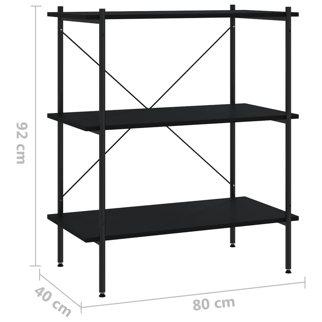Ραφιέρα 3 Επιπέδων Μαύρη 80 x 40 x 92 εκ.
