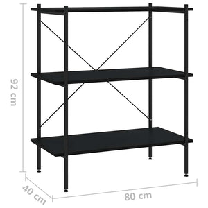 Ραφιέρα 3 Επιπέδων Μαύρη 80 x 40 x 92 εκ.