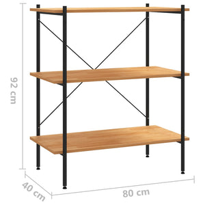 Ράφια 3 Επιπέδων Μαύρο και Δρυς 80x40x92 εκ.