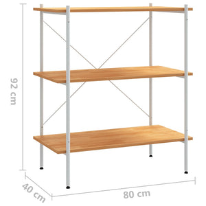 Ραφιέρα 3 Επιπέδων Λευκή και Δρυς 80 x 40 x 92 εκ.
