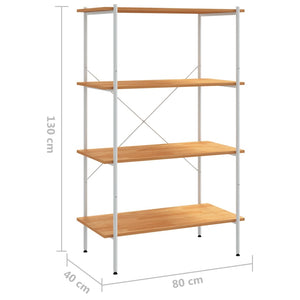 Ραφιέρα 4 Επιπέδων Λευκή και Δρυς 80 x 40 x 130 εκ. - Pakobazaar