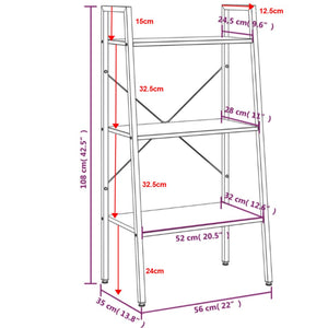 Ραφιέρα Όρθια 3 Επιπέδων Μαύρη 56 x 35 x 108 εκ.