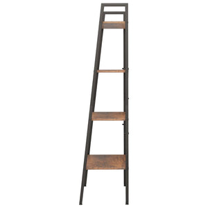 Ραφιέρα 4 Επιπέδων Σκούρο Καφέ & Μαύρο 56x35x140 εκ.