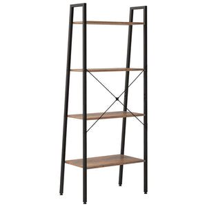 Ραφιέρα 4 Επιπέδων Σκούρο Καφέ & Μαύρο 56x35x140 εκ.