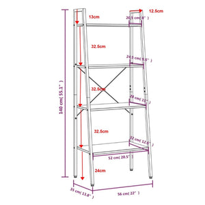 Ραφιέρα 4 Επιπέδων Σκούρο Καφέ & Μαύρο 56x35x140 εκ.