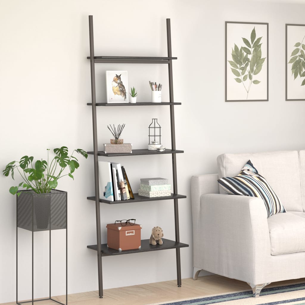 Ραφιέρα Κεκλιμένη 5 Επιπέδων Μαύρη 64x34x185,5 εκ. - Pakobazaar
