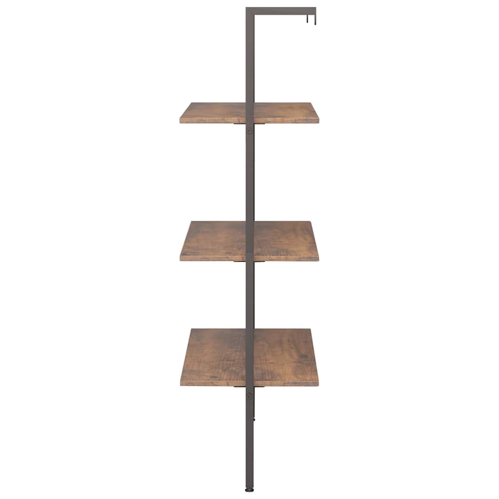 Ραφιέρα Κεκλιμένη 3 Επιπέδων Σκούρο Καφέ & Μαύρο 64x35x120,5εκ.