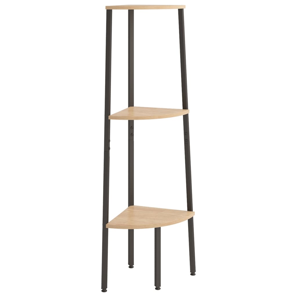 Ραφιέρα Γωνιακή 3 Επίπεδων Αν. Καφέ & Μαύρο 45,5x31,5x120 εκ.