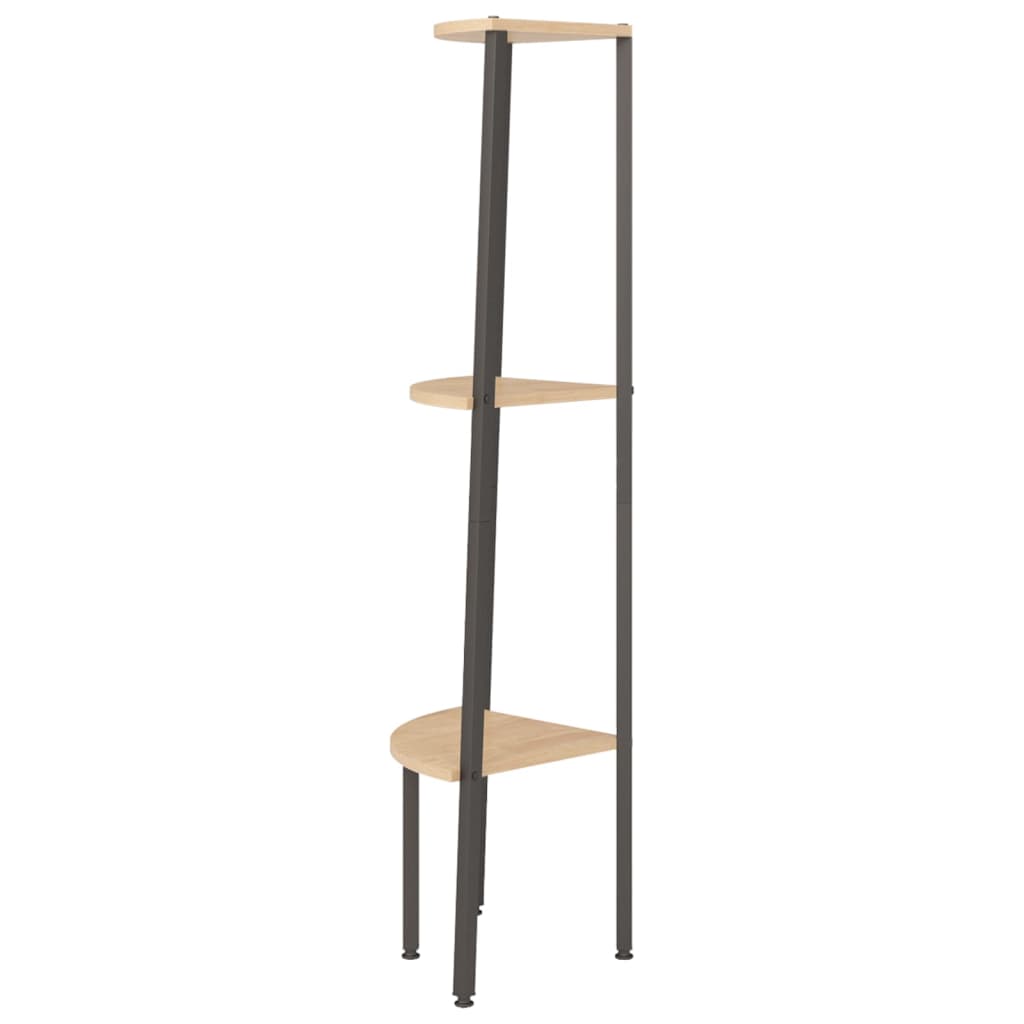 Ραφιέρα Γωνιακή 3 Επίπεδων Αν. Καφέ & Μαύρο 45,5x31,5x120 εκ.