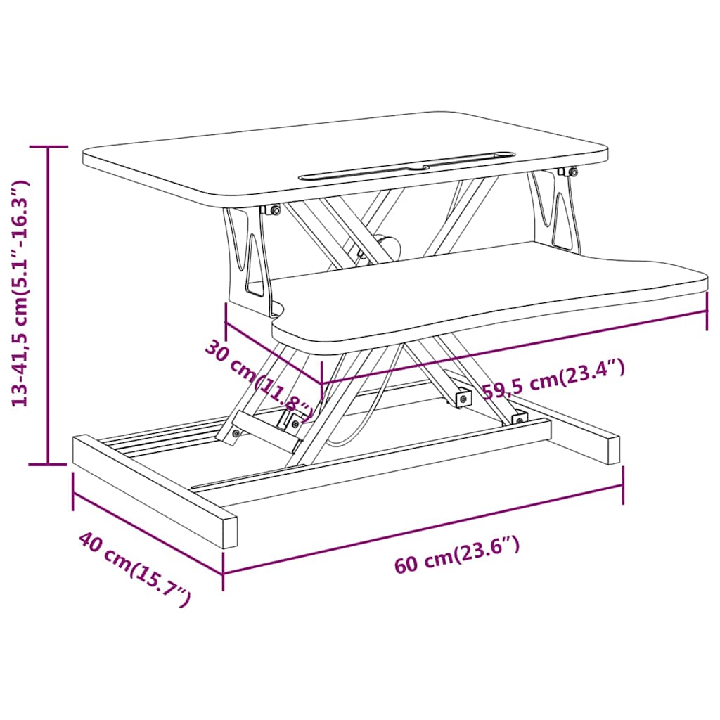 Σταθμός Εργασίας Ρυθμιζόμενος 60x40x(13-41,5) εκ. Ατσάλι & Ξύλο
