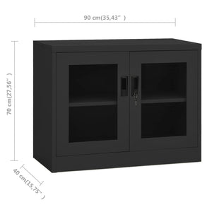 Ντουλάπα Γραφείου 90 x 40 x 70 εκ. Ανθρακί Ατσάλινη - Pakobazaar