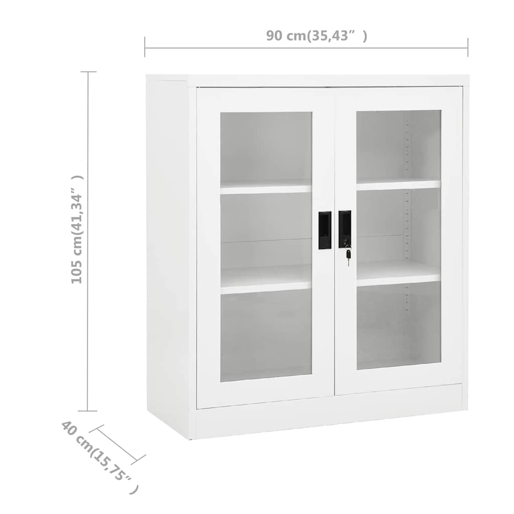 Ντουλάπα Γραφείου 90 x 40 x 105 εκ. Λευκή Ατσάλινη