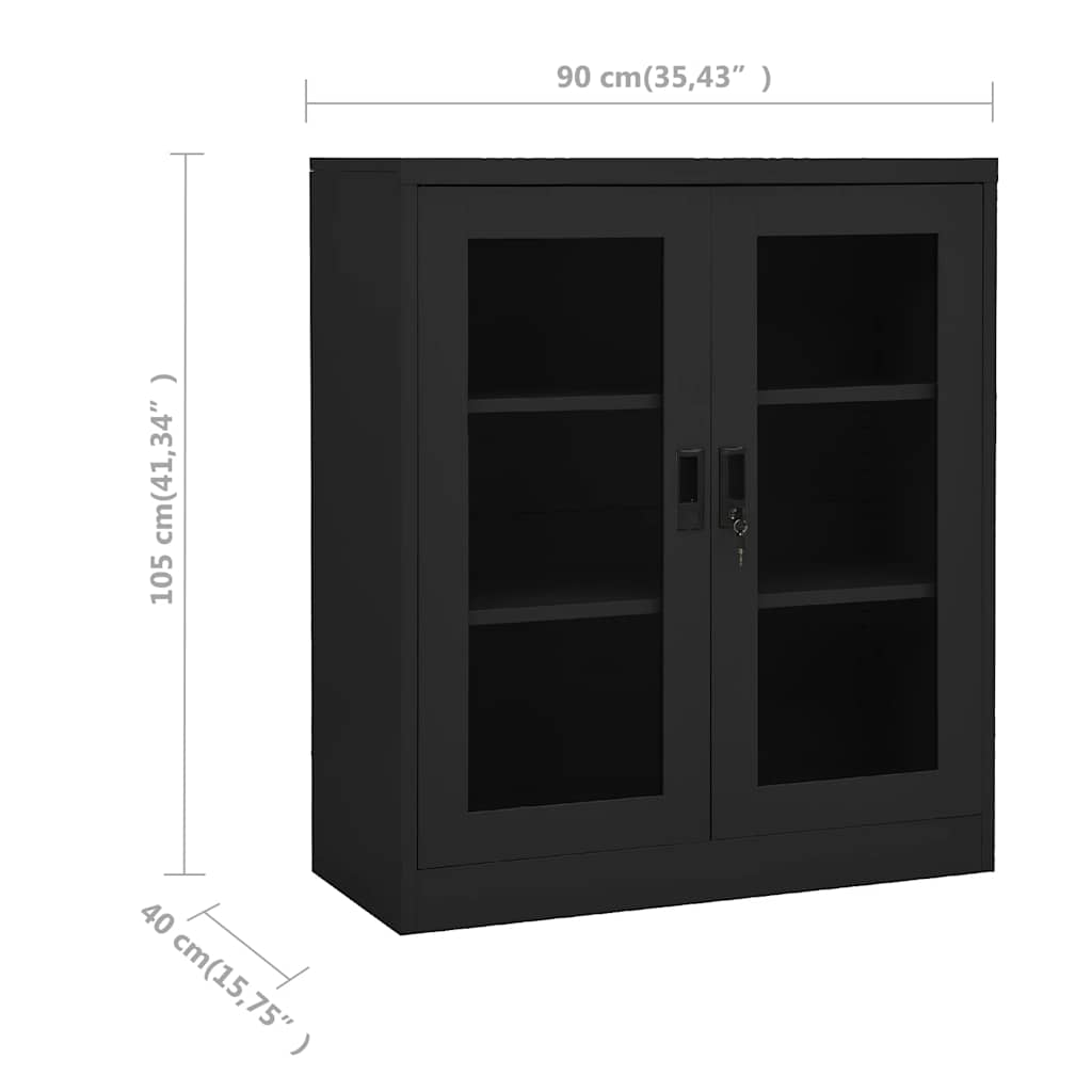 Ντουλάπα Γραφείου 90 x 40 x 105 εκ. Ανθρακί Ατσάλινη - Pakobazaar