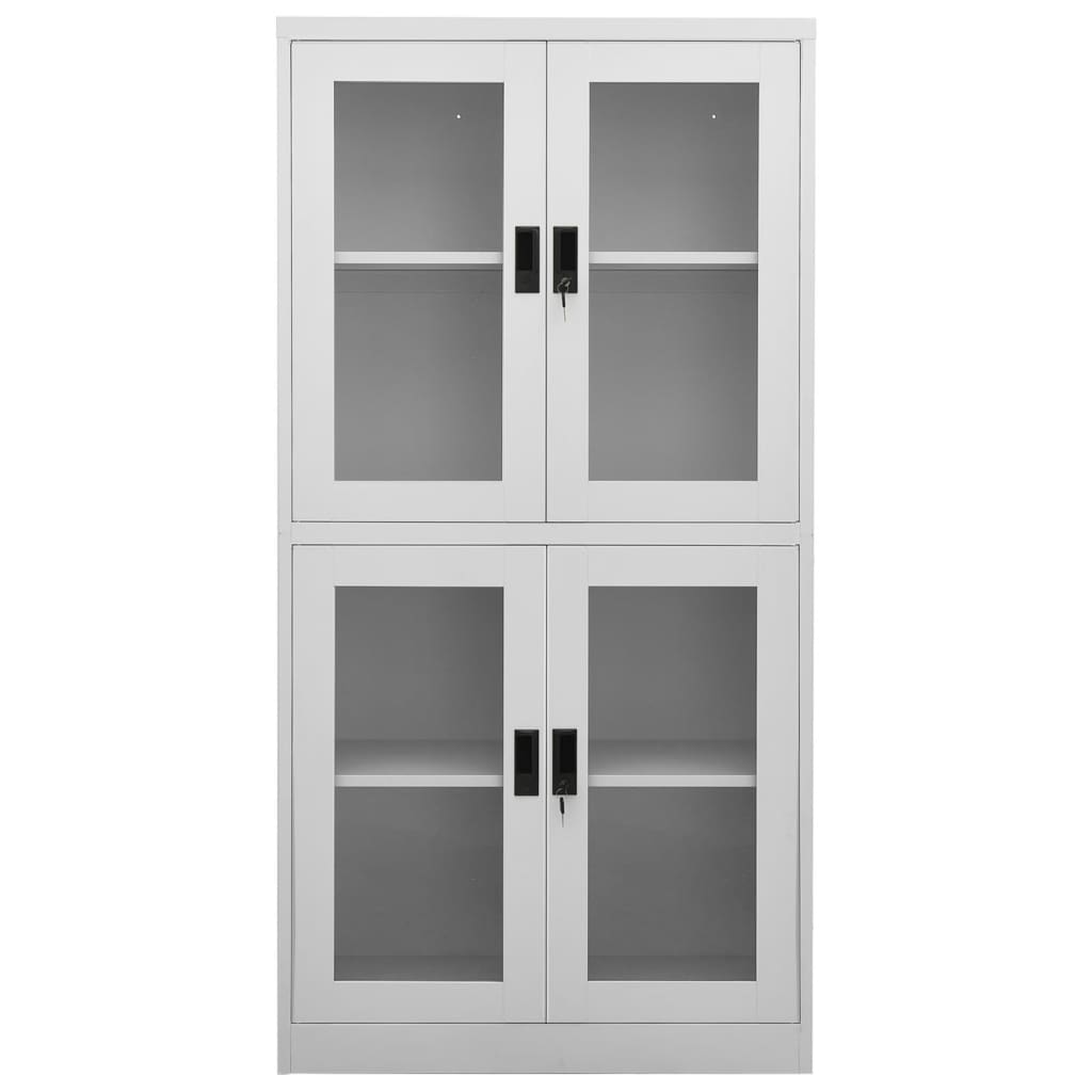 Ντουλάπα Γραφείου Ανοιχτό Γκρι 90x40x180 εκ Ατσάλι/Ψημένο Γυαλί - Pakobazaar