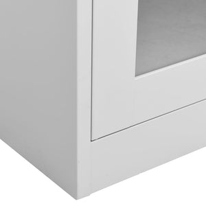 Ντουλάπα Γραφείου Ανοιχτό Γκρι 90x40x180 εκ Ατσάλι/Ψημένο Γυαλί - Pakobazaar