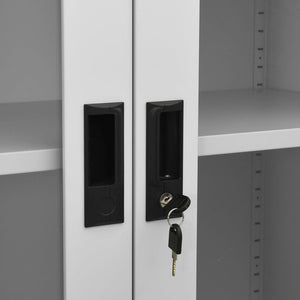 Ντουλάπα Γραφείου Ανοιχτό Γκρι 90x40x180 εκ Ατσάλι/Ψημένο Γυαλί - Pakobazaar