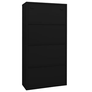 Ντουλάπα Γραφείου Μαύρη 90x40x180 εκ. από Ατσάλι / Ψημένο Γυαλί