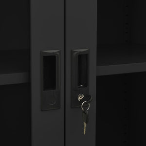Ντουλάπα Γραφείου Ανθρακί 90x40x180 εκ. από Ατσάλι/Ψημένο Γυαλί - Pakobazaar