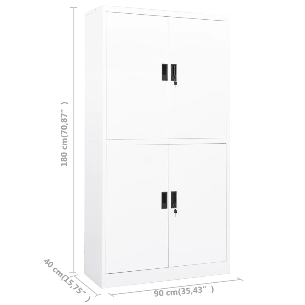 Ντουλάπα Γραφείου 90 x 40 x 180 εκ. Λευκή Ατσάλινη