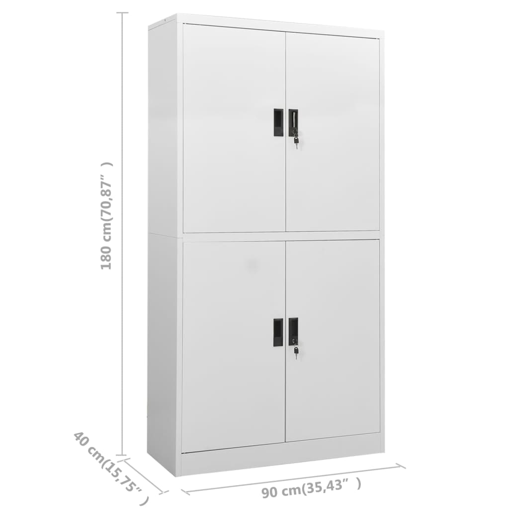 Ντουλάπα Γραφείου 90 x 40 x 180 εκ. Ανοιχτό Γκρι Ατσάλινη