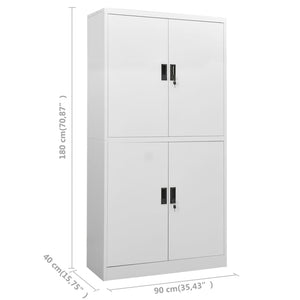 Ντουλάπα Γραφείου 90 x 40 x 180 εκ. Ανοιχτό Γκρι Ατσάλινη