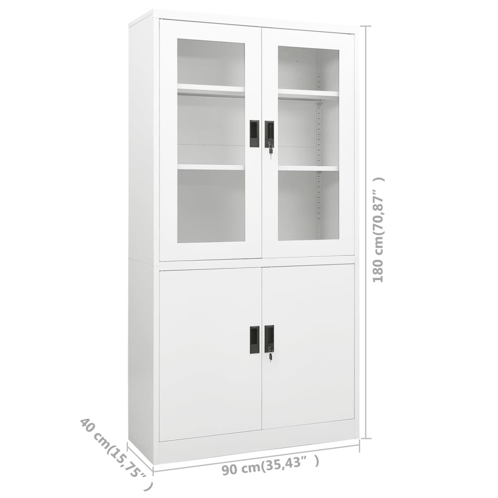 Ντουλάπα Γραφείου 90 x 40 x 180 εκ. Λευκή Ατσάλινη - Pakobazaar