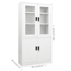 Ντουλάπα Γραφείου 90 x 40 x 180 εκ. Λευκή Ατσάλινη - Pakobazaar