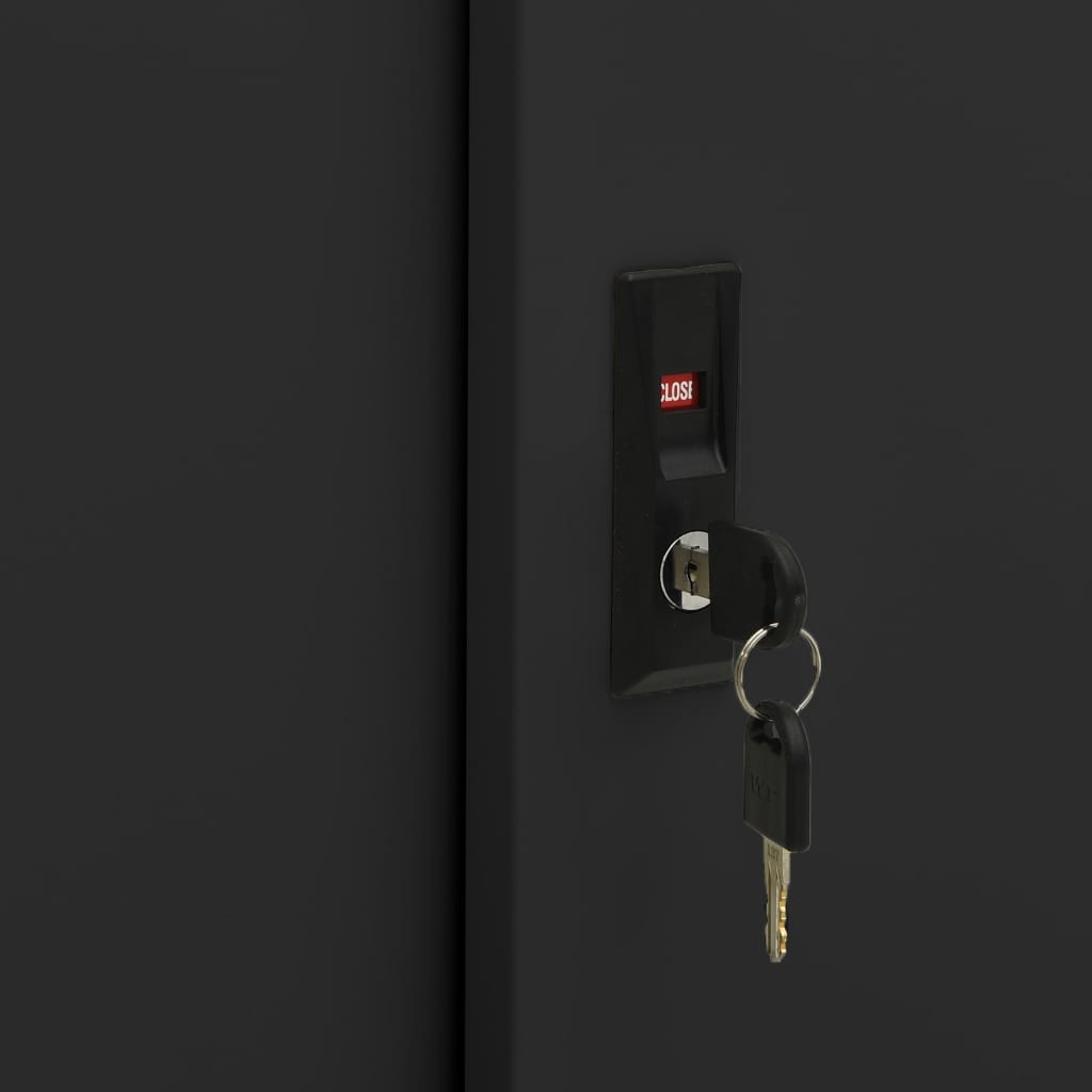 Ντουλάπι Γραφείου με Συρόμενη Πόρτα Μαύρο 90x40x90 εκ. Ατσάλινο