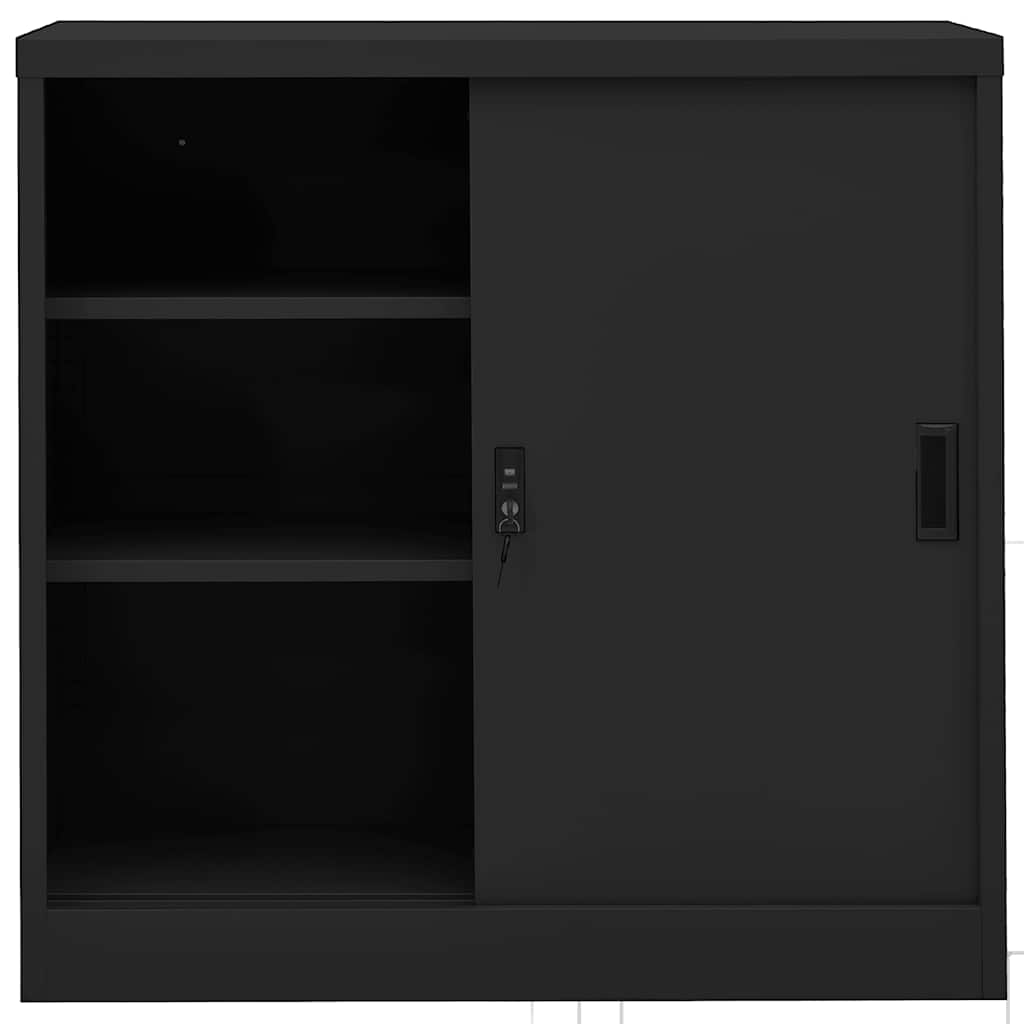 Ντουλάπι Γραφείου Συρόμενη Πόρτα Ανθρακί 90x40x90 εκ. Ατσάλινο